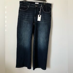 Fire & Rain Dark Blue Denim Wide Leg Low Rise Womens Jeans Size 17/33
